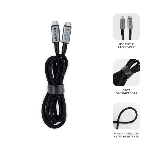 SUBBLIM CABLE HIGH 240w C-C USB4.0 8K 1,5m - Imagen 3