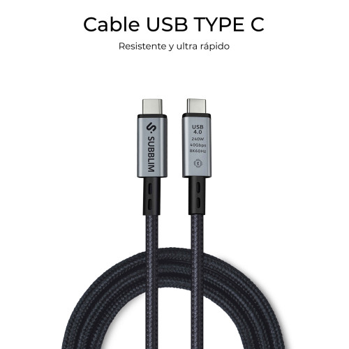 SUBBLIM CABLE HIGH 240w C-C USB4.0 8K 1,5m - Imagen 4
