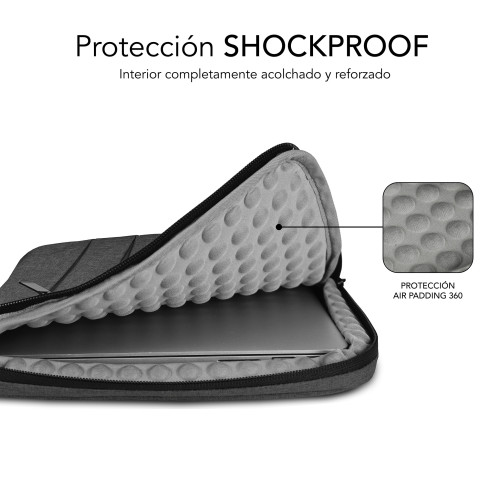 SUBBLIM Funda Air Padding 360 Sleeve 13,3-14" Dark Grey - Imagen 4