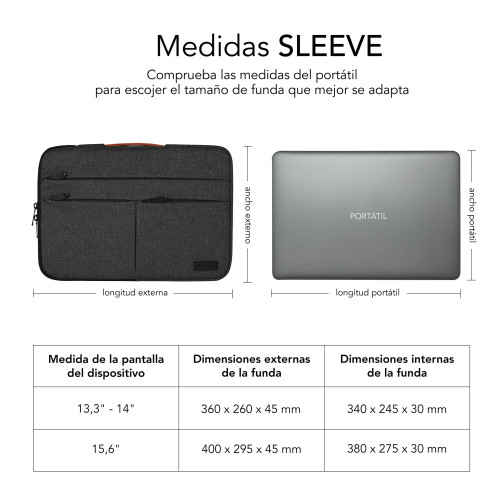 SUBBLIM Funda Air Padding 360 Sleeve 15,6" Dark Grey - Imagen 7