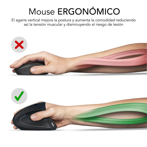 SUBBLIM Ratón GLIDE VERTICAL ERGO DUAL MOUSE BATTERY BLACK - Imagen 5