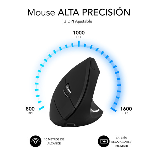 SUBBLIM Ratón GLIDE VERTICAL ERGO DUAL MOUSE BATTERY BLACK - Imagen 6