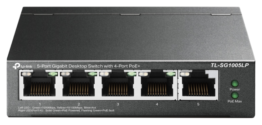 SWITCH TP-LINK 5-PORT GIGABIT DESKTOP SWITCH WITH 4-PORT POE+ 6935364052720 TL-SG1005LP