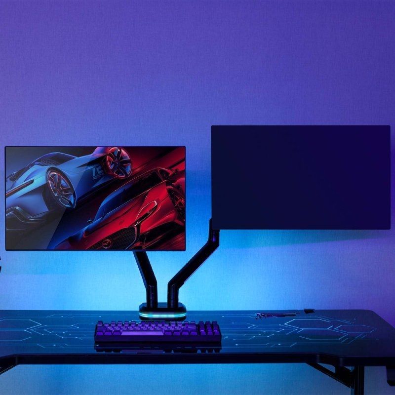 Soporte Gaming para 2 Monitores Aisens DT32TSR-297/ hasta 9kg/ con Iluminación RGB - Imagen 4