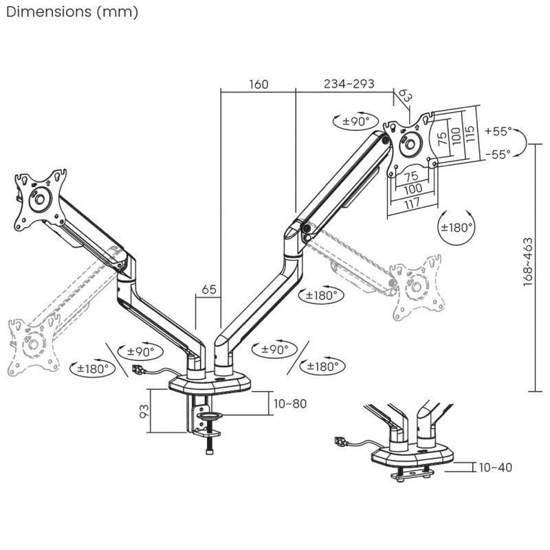 Soporte Gaming para 2 Monitores Aisens DT32TSR-297/ hasta 9kg/ con Iluminación RGB - Imagen 5