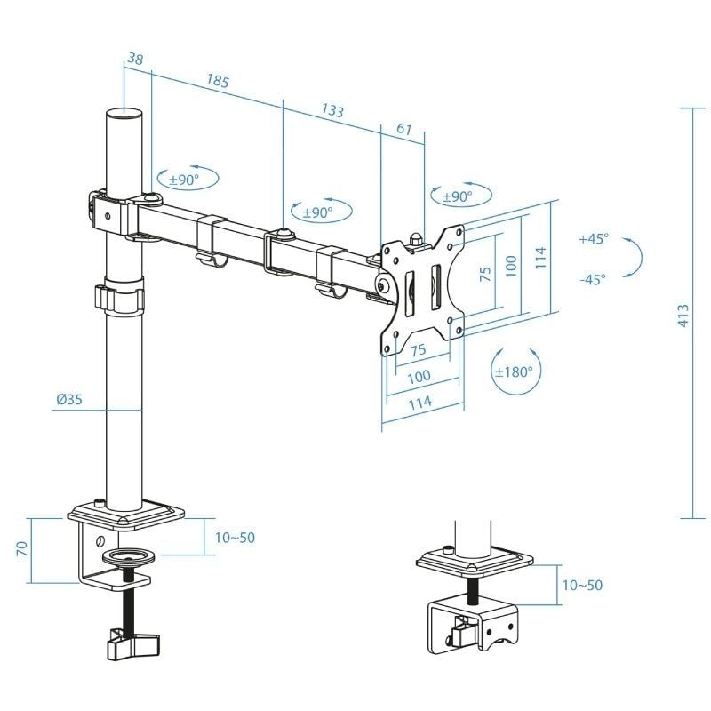 Soporte de Mesa para Monitor TooQ DB1801TN-B/ Giratorio/ Inclinable/ hasta 8kg - Imagen 5