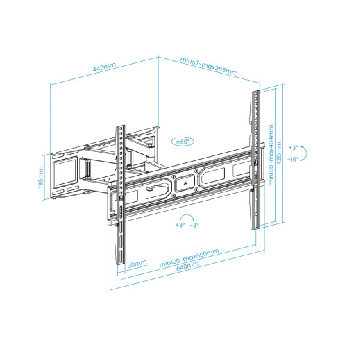 TooQ Soporte de pared para pantallas 37”- 80” - Imagen 2