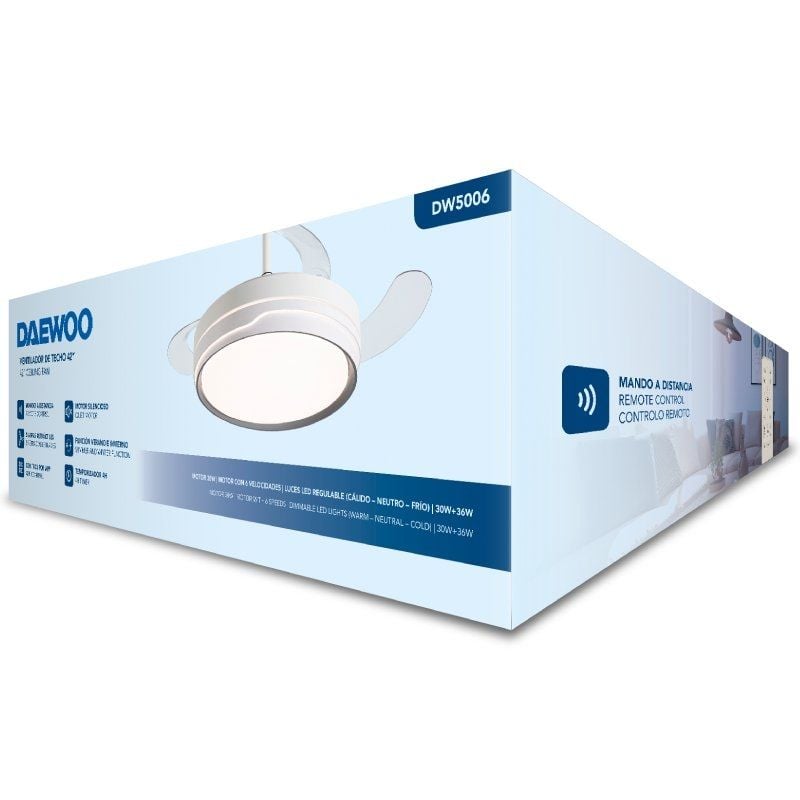 Ventilador de Techo Daewoo DW5006/ 30W/ 3 Aspas/ 6 Velocidades - Imagen 4