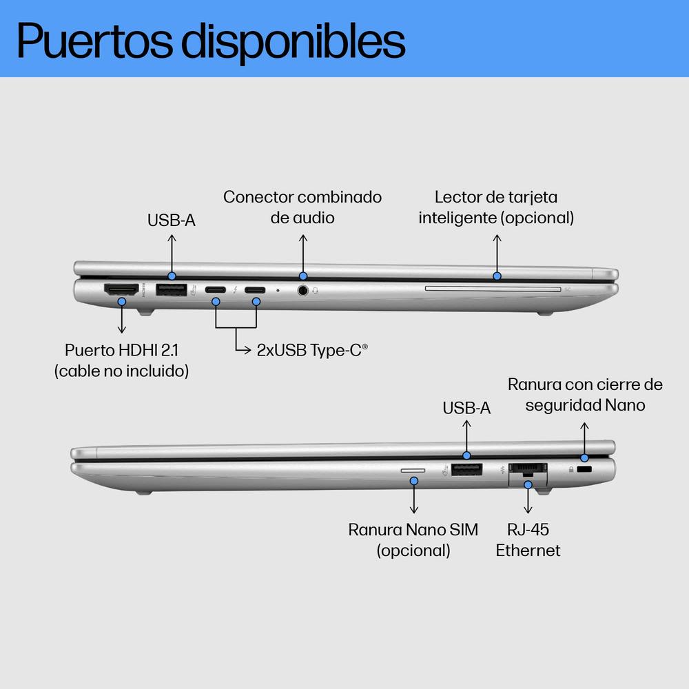 Portatil hp elitebook 640 g11 u5 - 125u 16gb ssd 512gb 14 pulgadas - Imagen 4