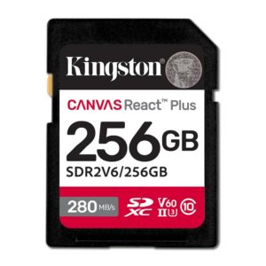 0740617340594 | P/N: SDR2V6/256GB | Cod. Artículo: DSP0000041086 Tarjeta memoria sdxc 256gb kingston canvas react plus uhs - ii clase 10