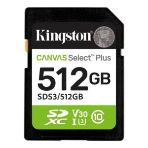 0740617348347 | P/N: SDS3/512GB | Cod. Artículo: DSP0000035518 Tarjeta memoria sdxc 512gb kingston canvas select plus uhs - i clase 10