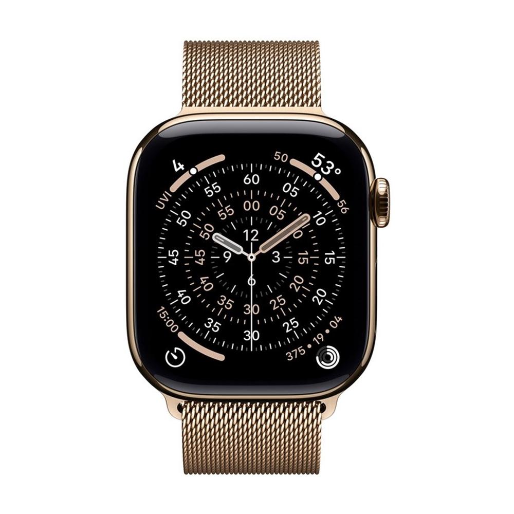 195950472585 | P/N: MF8Y4QL/A | Cod. Artículo: DSP0000034443 Smartwatch apple watch s11 gps + cellular 42mm gold titanium case gold milanese loop