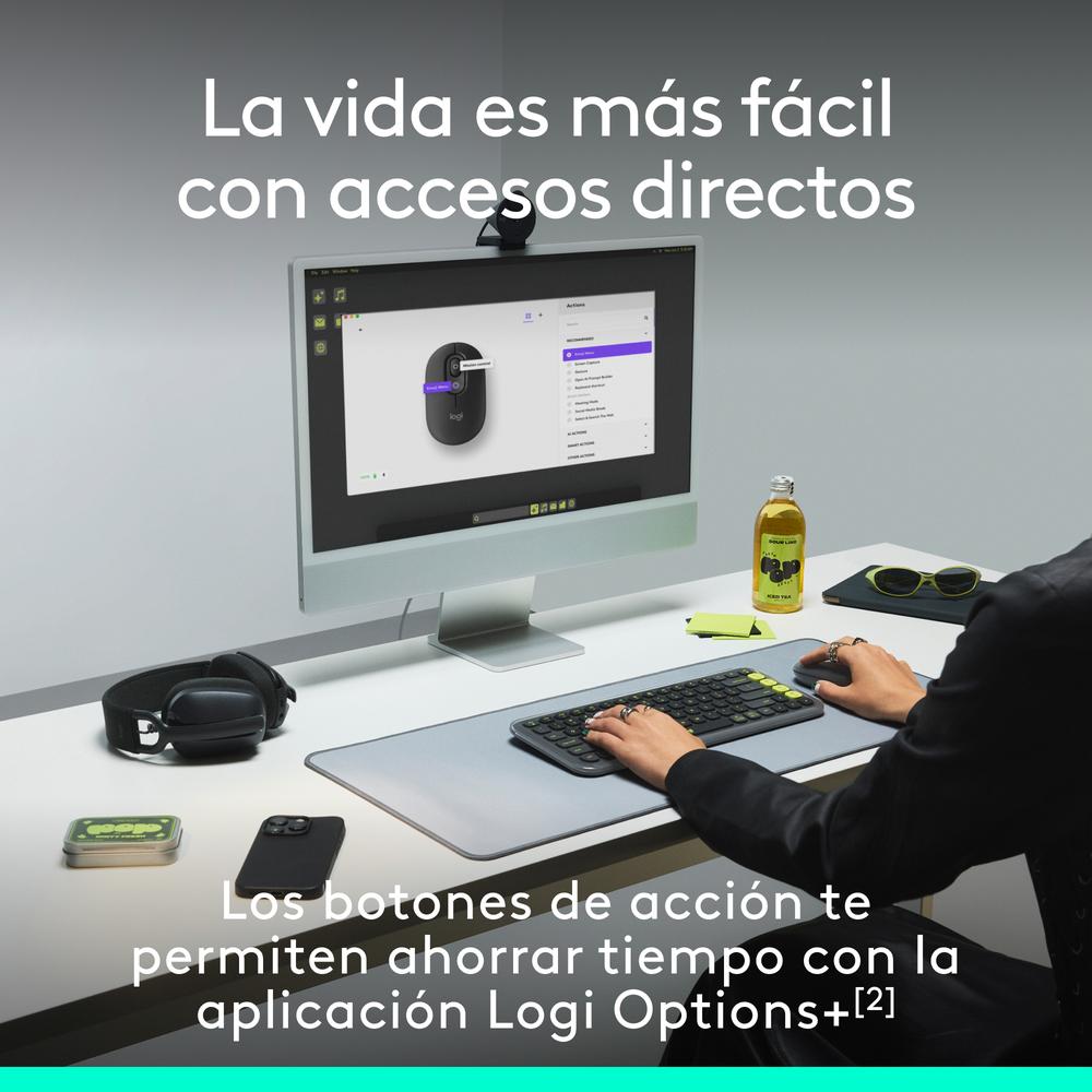 Raton inalambrico logitech pop mouse lila - Imagen 5