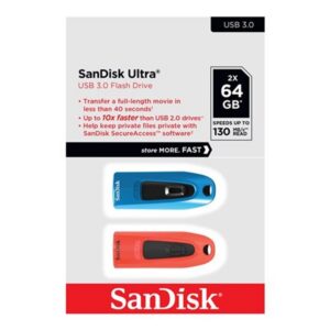 619659193508 | P/N: SDCZ48-064G-G46BR2 | Cod. Artículo: DSP0000036712 Memoria usb 3.0 sandisk 64gb ultra 2 unidades roja y azul