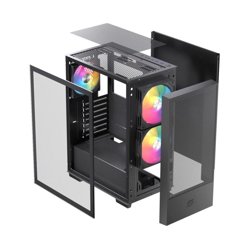 Caja ordenador gaming einarex p100 atx rgb cristal templado negra - Imagen 2