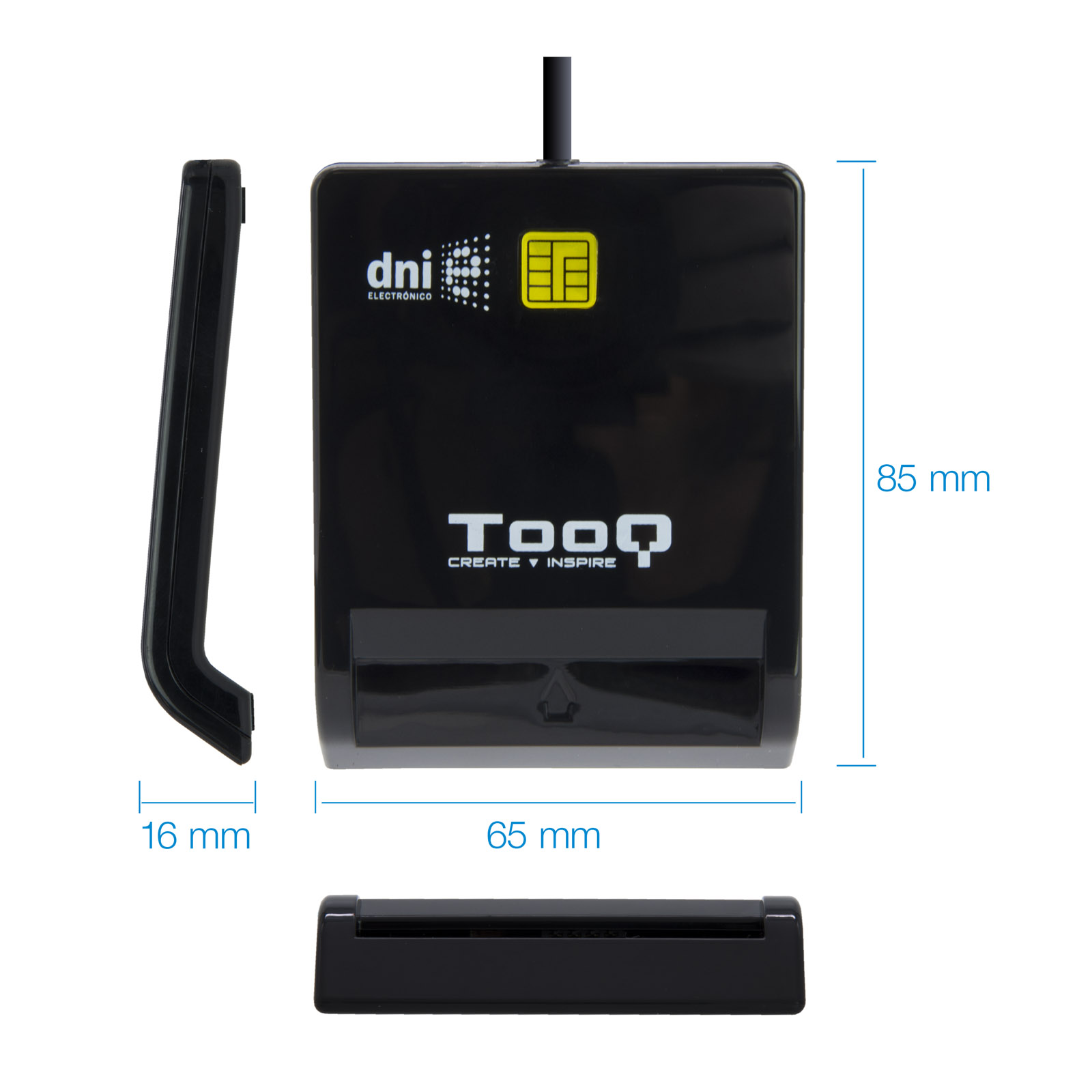 Lector de tarjetas dni tooq tqr - 210b usb 2.0 negro - Imagen 3