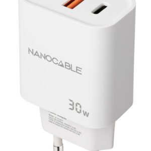 8433281015197 | P/N: 10.10.2011 | Cod. Artículo: MGS0000030061 Cargador nanocable usb - c - pd + usb - a - qc 30w blanco