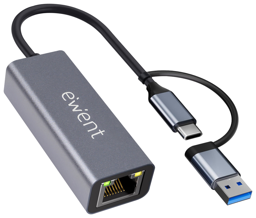 ADAPTADOR ETHERNET EWENT EW9819 RJ45 USB-C USB-A GIGABIT 1000MBPS 8052101435696 EW9819