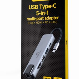 ADAPTADOR MULTIPUERTO USB TIPO C 5 EN 1 HUB HDMI PD LAN 8716309124270 A-CM-COMBO5-04