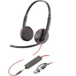 Auriculares Poly Blackwire 3225 + 3.5 mm + Adaptador USB-C/A/ con Micrófono/ Jack 3.5 - USB Tipo-C/ Bulk/ Negros 197498433080 8X229A6 HP-POL 8X229A6