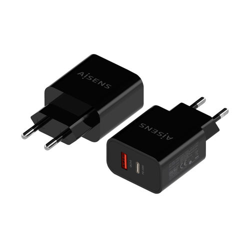 CARGADOR USB PARED AISENS 2PTO USB-C - QC3.0 NEGRO - Imagen 3