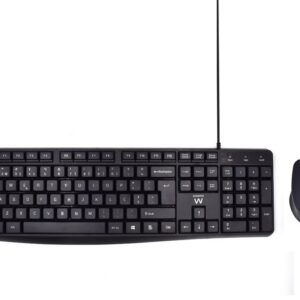 COMBO TECLADO RATON EWENT PORTUGUES ESCRITURA SILENCIOSAUSB NEGRO 8052101430370 EW3007