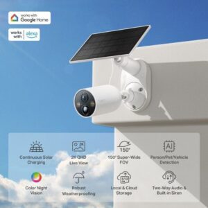 Cámara de Videovigilancia TP-Link Tapo C425 KIT/ Visión Nocturna/ Control desde APP/ Incluye Panel Solar