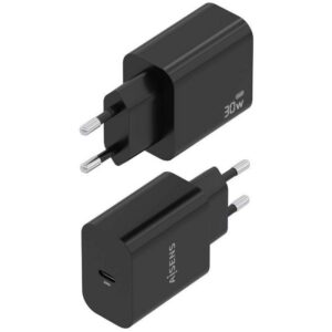 Cargador de Pared GaN Aisens A110-0941/ 1xUSB Tipo-C/ 30W/ Negro