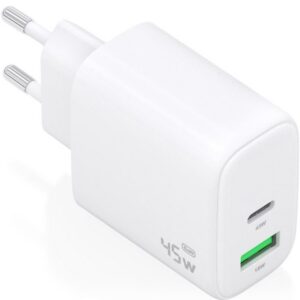 Cargador de Pared GaN Aisens A110-0971/ 1xUSB Tipo-C/ 1xUSB/ 45W/ Blanco 8435739903919 A110-0971 AIS-CARGA A110-0971