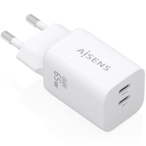 Cargador de Pared GaN Aisens A110-1029/ 2xUSB Tipo-C/ 65W/ Blanco 8435739905050 A110-1029 AIS-CARGA A110-1029