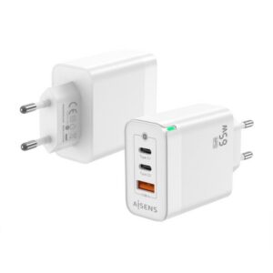 Cargador de Pared GaN Aisens ASCH-65W3P007-W/ 2xUSB Tipo-C/ 1x USB/ 65W 8436574708745 ASCH-65W3P007-W AIS-CARGA ASCH-65W3P007-W