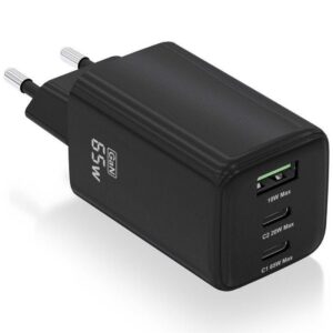 Cargador de Pared GaN Aisens ASCH-65W3P042-BK/ 2xUSB Tipo-C/ 1xUSB/ 65W 8435739901359 ASCH-65W3P042-BK AIS-CARGA ASCH-65W3P042-BK