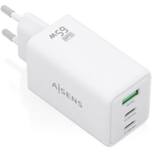 Cargador de Pared GaN Aisens ASCH-65W3P072-W/ 2xUSB Tipo-C/ 1xUSB/ 65W/ Blanco 8435739903940 ASCH-65W3P072-W AIS-CARGA ASCH-65W3P072-W