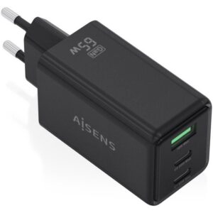 Cargador de Pared GaN Aisens ASCH-65W3P073-BK/ 2xUSB Tipo-C/ 1xUSB/ 65W/ Negro 8435739903957 ASCH-65W3P073-BK AIS-CARGA ASCH-65W3P073-BK