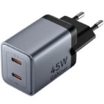 Cargador de Pared GaN Vention TZ-FCDH0-EU/ 2xUSB Tipo-C + Cable USB Tipo-C/ 45W 6922794791558 TZ-FCDH0-EU VEN-CARGA TZ-FCDH0-EU