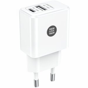 Cargador de Pared Tech One Tech TEC2904/ 1xUSB Tipo-C/ 1xUSB/ 12W/ Blanco 8436546593812 TEC2904 TOT-CAR TEC2904