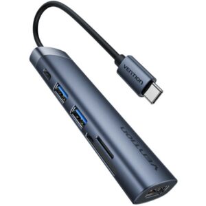 Docking USB Tipo-C Vention THJHB/ 1xHDMI 4K/ 2xUSB/ 1xUSB Tipo-C PD/ Gris 6922794797963 THJHB VEN-DOCK THJHB