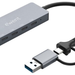 Ewent EW1151 hub de interfaz USB Tipo C 10000 Mbit/s Gris 8052101435399 EW1151