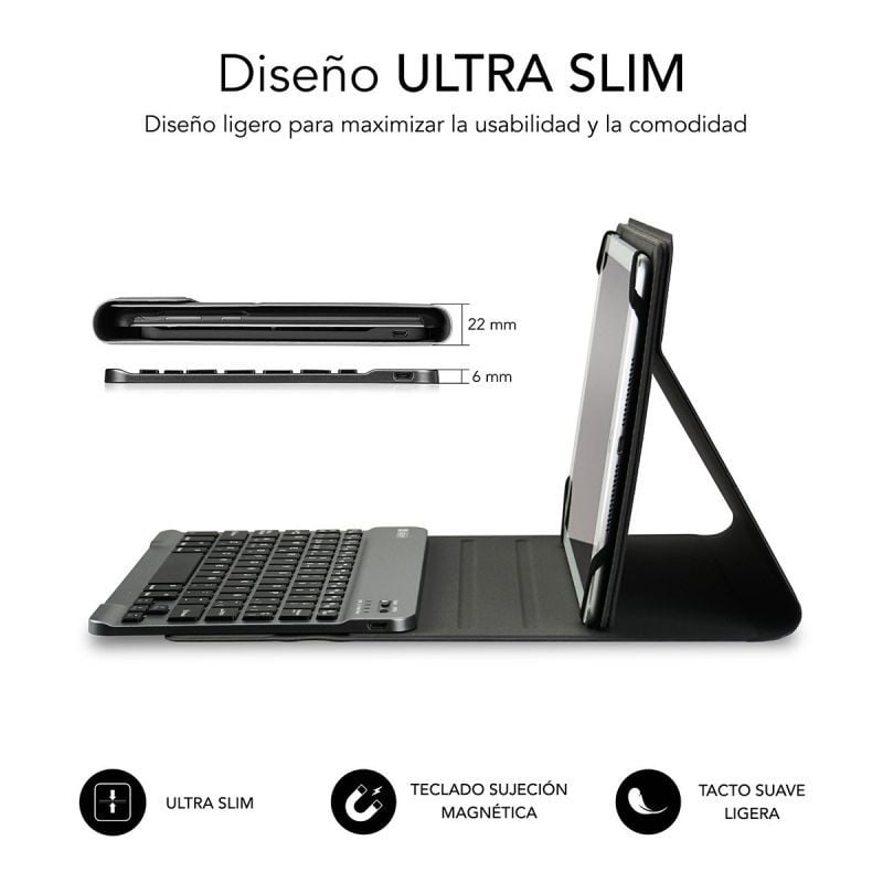 Funda con Teclado Subblim Keytab Pro Bluetooth para Tablets de 9.6"-10.8"/ Roja - Imagen 2