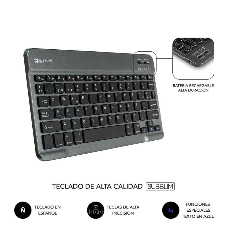 Funda con Teclado Subblim Keytab Pro Bluetooth para Tablets de 9.6"-10.8"/ Roja - Imagen 5