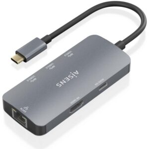 HUB AISENS USB-C DOCK 6 EN 1 USB-C A 1XHDMI 1XRJ45 3XUSB-A USB-C PD 15CM 8435739901748 ASUC-6P019-GR
