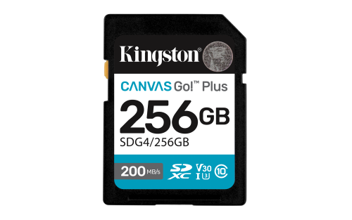 Kingston Technology 256GB SDXC Canvas Go Plus Gen4 200MB/s C10 UHS-I U3 V30 0740617347739 | P/N: SDG4/256GB | Ref. Artículo: 1396079