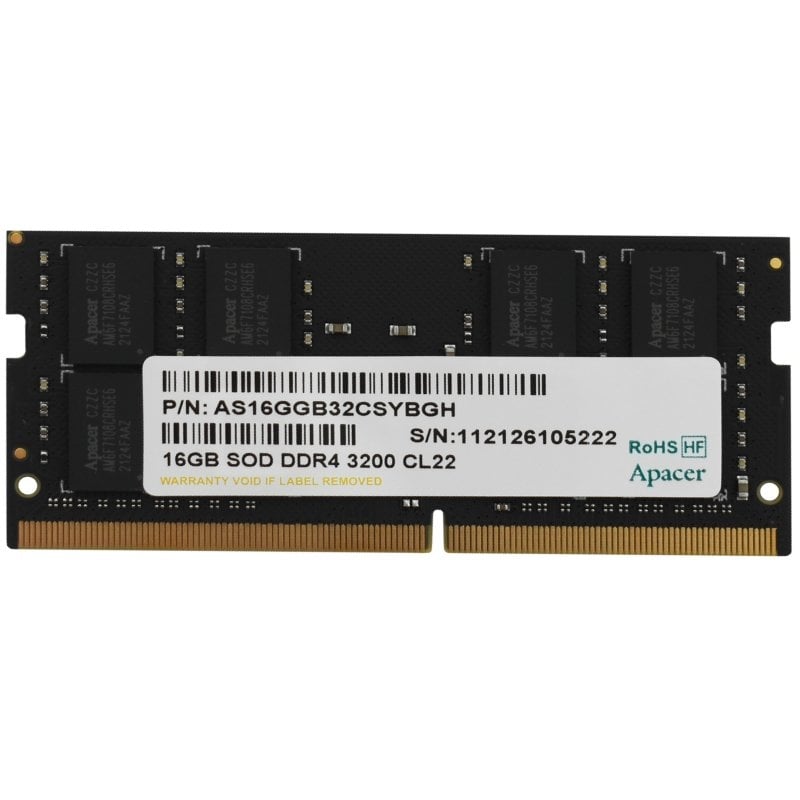 Memoria RAM Apacer ES.16G21.PSH 16GB/ DDR4/ 3200MHz/ 1.2V/ CL22/ SODIMM 4712389908124 ES.16G21.PSH APA-16GB ES 16G21 PSH