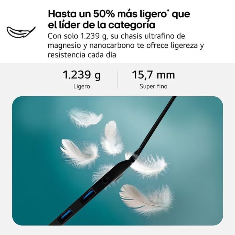 Portátil LG Gram 16Z90TL-G.AU85BN Intel Core Ultra 7-258V/ 32GB/ 512GB SSD/ 16"/ Win11 - Imagen 3