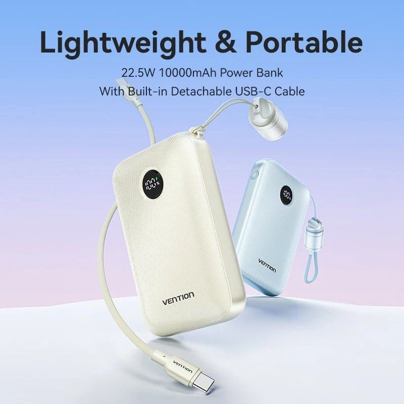 Powerbank 10000mAh Vention FKAP0-C/ 22.5W/ Rosa/ Incluye Cable USB Tipo-C - Imagen 2