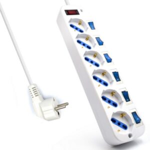 REGLETA EWENT 6 TOMAS SHUKO 16A CON INTERRUPTOR ON/OFF 3M BLANCA 8054392613081 EW3932-3M