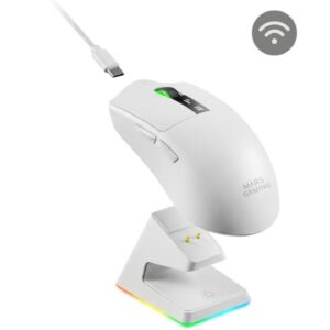 Ratón Gaming Inalámbrico Mars Gaming MMW-Elite/ Batería Recargable/ Hasta 20000 DPI/ Blanco 8435693114284 MMWELITEW TAC-MOU MMW-ELITE WH