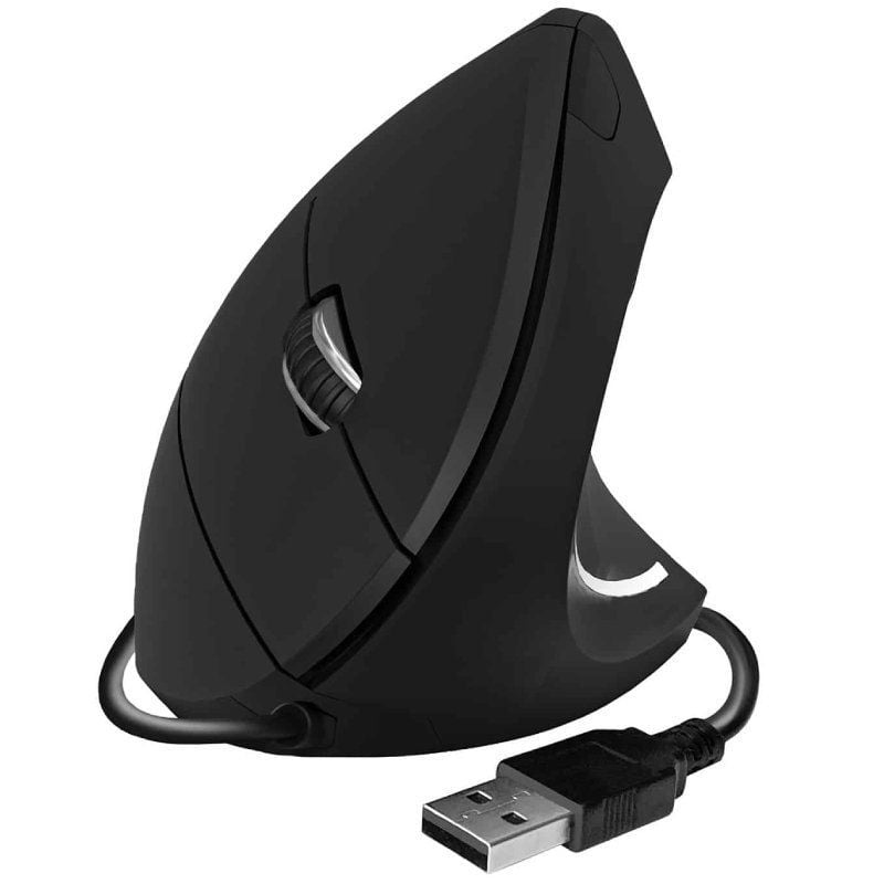 Ratón Vertical Subblim Glide Vertical Ergo Wired/ Hasta 1600 DPI/ Negro 8436586743031 SUBMO-EDGVU01 SUB-MOU G VERT ERGO WIRED BK