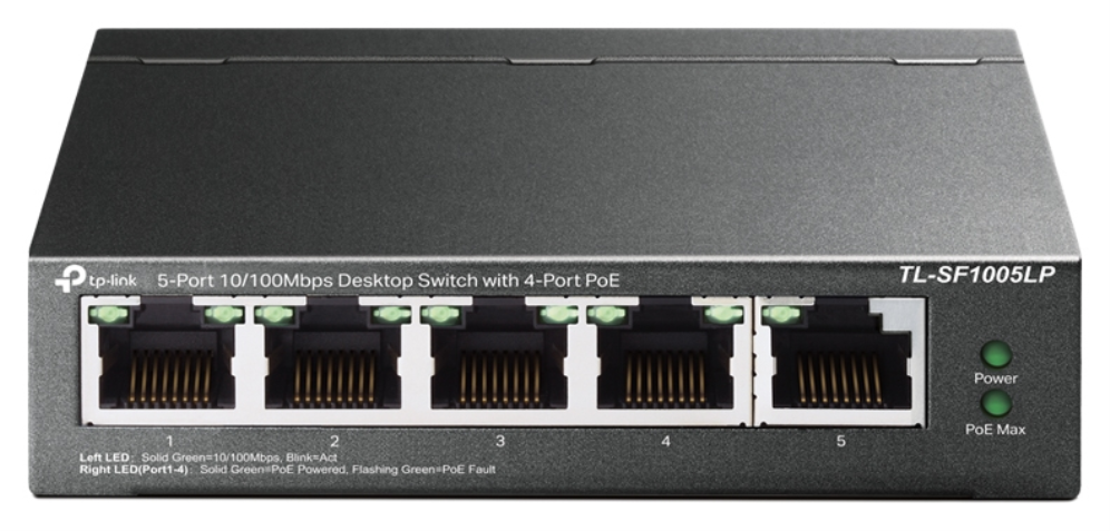 SPLITTER POE TP-LINK 5-PORT 10/100 MBPS DESKTOP SWITCH WITH 4-PORT POE 6935364052782 TL-SF1005LP