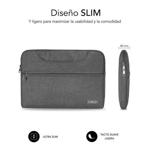 SUBBLIM Funda Ordenador Business Laptop Sleeve 13,3-14" Grey - Imagen 4